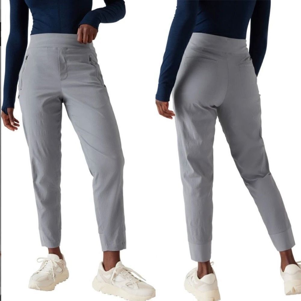 Athleta Mod Trekki Crop Ankle Slim Leg Pants Gray Zippers Stretch Gorpcore 2